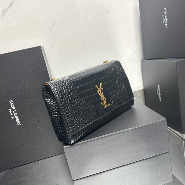 YSL Kate Medium Reversible Croc-Embossed Crossbody Bag #00019 - Image 9