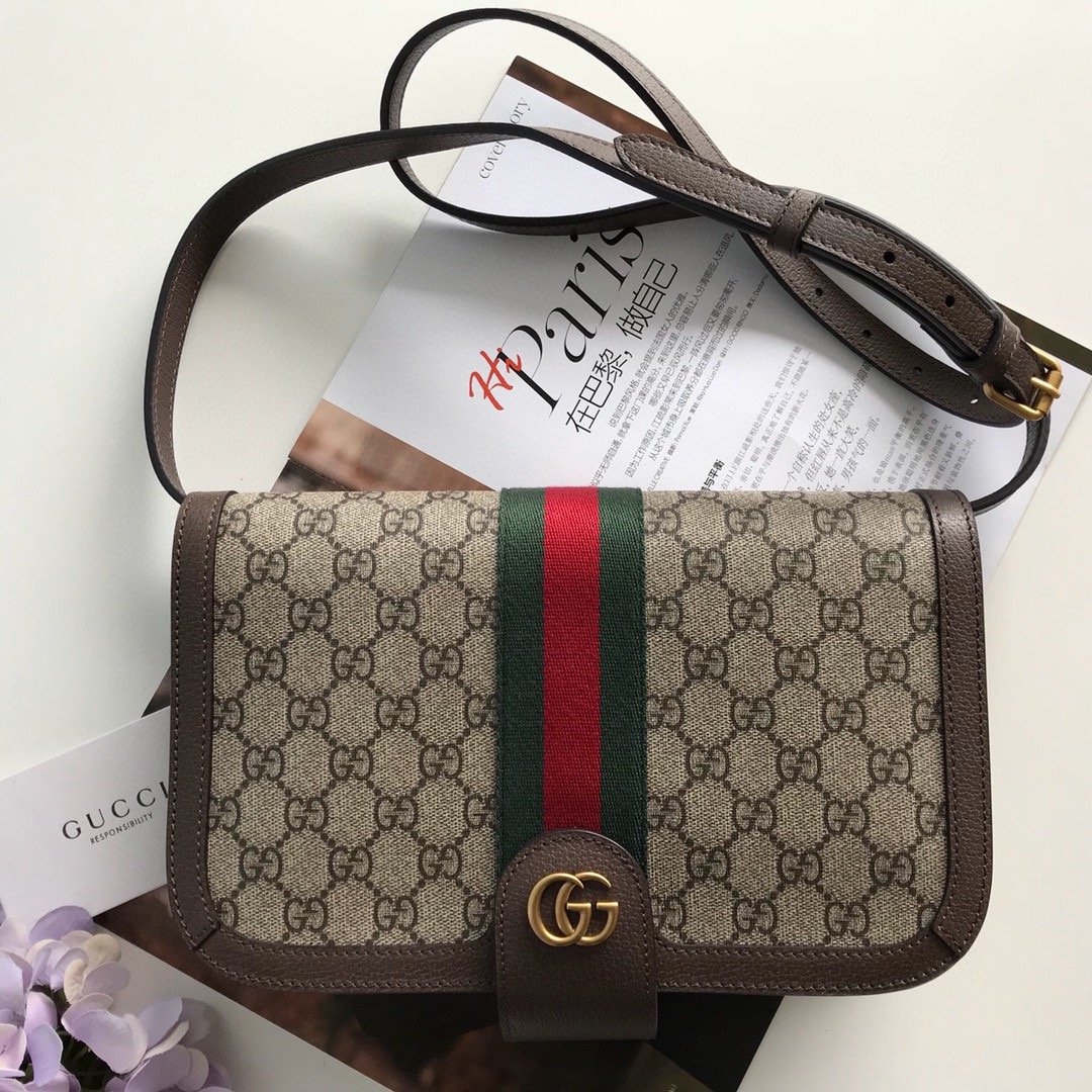 GUCCI Original GG Supreme Canvas Ophidia Flap Messenger #00092
