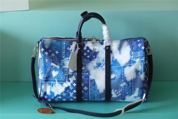 Louis Vuitton Keepall 50B Monogram Bandana Bleached Blue #00047