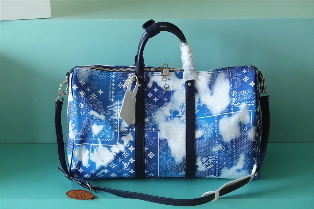 Louis Vuitton Keepall 50B Monogram Bandana Bleached Blue #00047