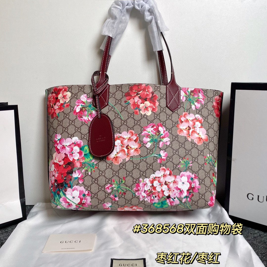 Gucci Reversible GG Blooms Large Leather Tote #00072
