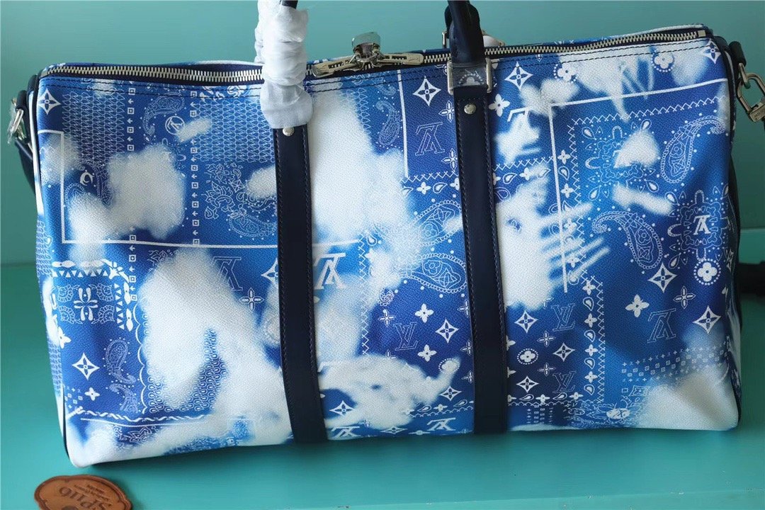 Louis Vuitton Keepall 50B Monogram Bandana Bleached Blue #00047 - Image 9