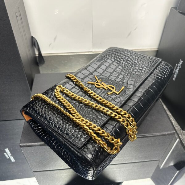 YSL Kate Medium Reversible Croc-Embossed Crossbody Bag #00019 - Image 8