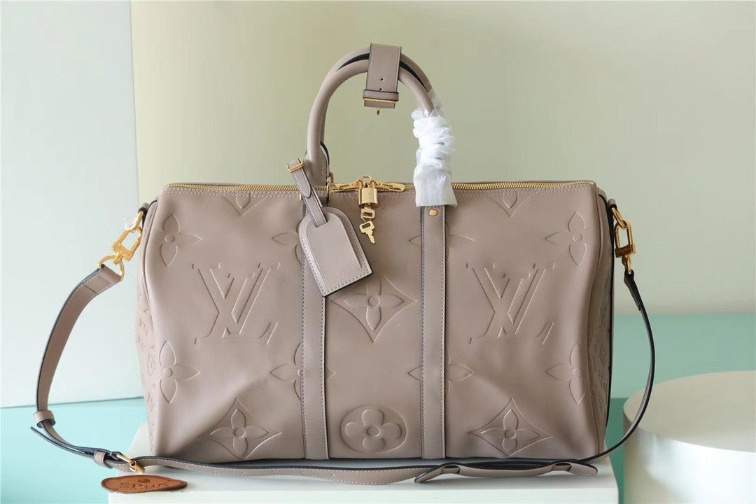 Louis Vuitton Keepall 45 Bandoulière Travel Bag - Greige Nude Monogram LeatherMONOGRAM LEATHER #00046