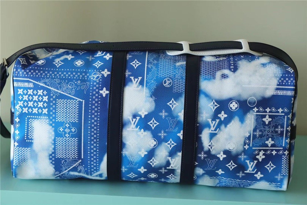 Louis Vuitton Keepall 50B Monogram Bandana Bleached Blue #00047 - Image 8