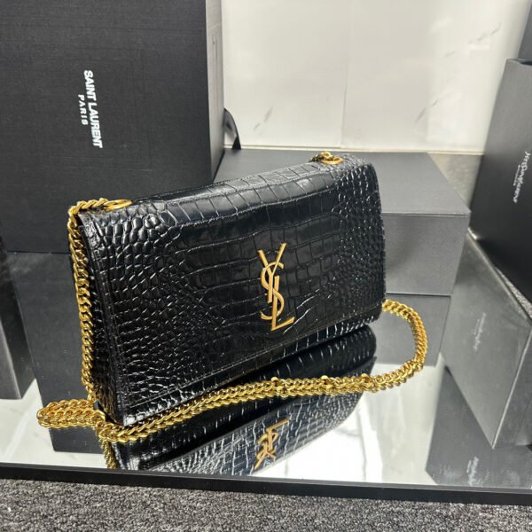 YSL Kate Medium Reversible Croc-Embossed Crossbody Bag #00019 - Image 4