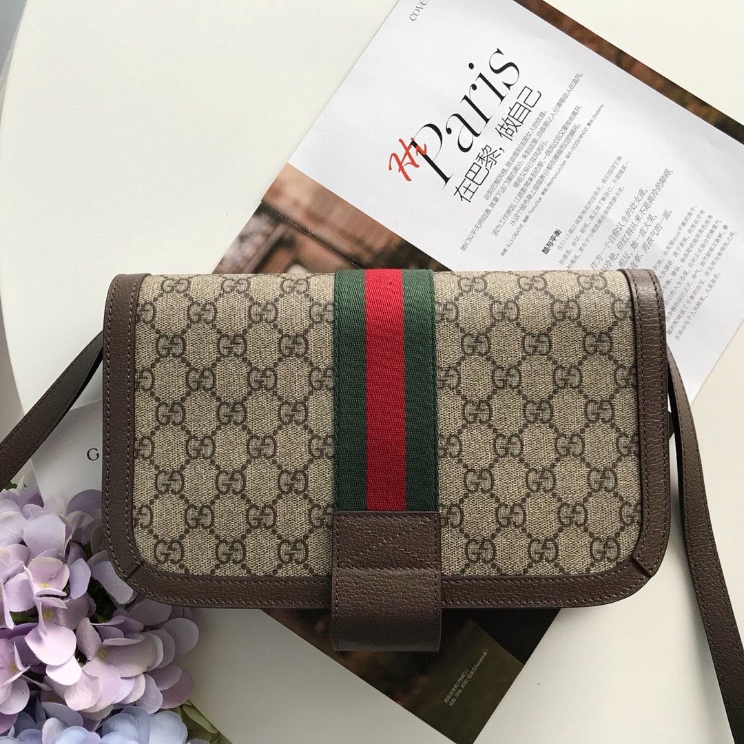 GUCCI Original GG Supreme Canvas Ophidia Flap Messenger #00092 - Image 9