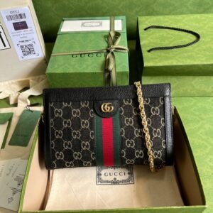 GUCCI GG Supreme Monogram Web Medium Ophidia Chain Shoulder Bag #101