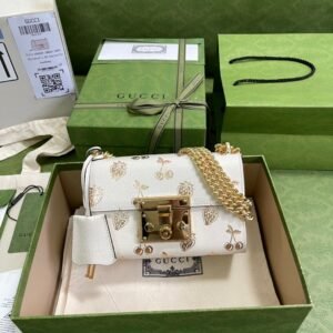 Gucci GG Padlock Strawberry Cherry Blossom Print White  #108
