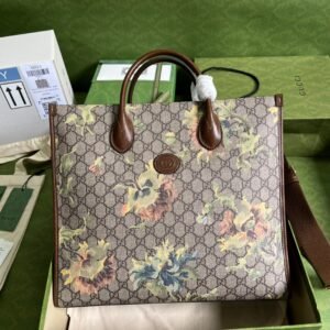 Gucci GG Supreme Carnation Print Tote Bag #105