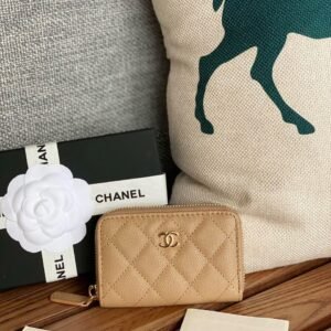 Chanel Classic Zip Coin Purse - Beige/Golden