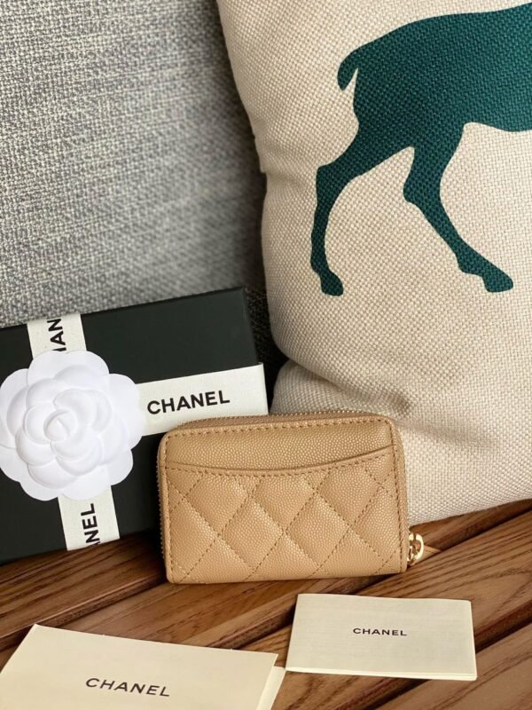 Chanel Classic Zip Coin Purse - Beige/Golden - Image 4
