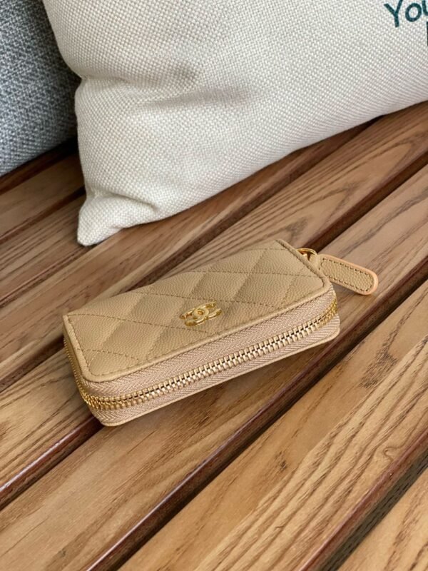 Chanel Classic Zip Coin Purse - Beige/Golden - Image 3