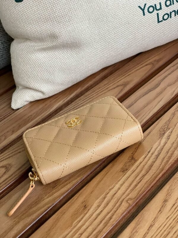 Chanel Classic Zip Coin Purse - Beige/Golden - Image 2