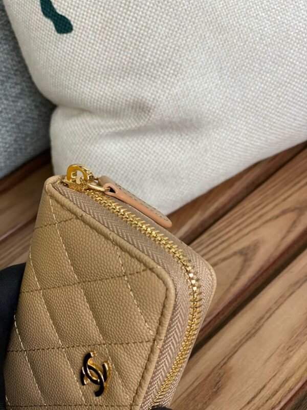 Chanel Classic Zip Coin Purse - Beige/Golden - Image 5