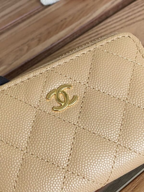 Chanel Classic Zip Coin Purse - Beige/Golden - Image 6