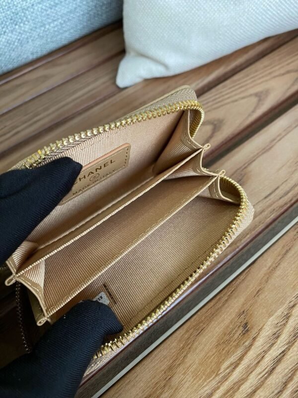 Chanel Classic Zip Coin Purse - Beige/Golden - Image 7