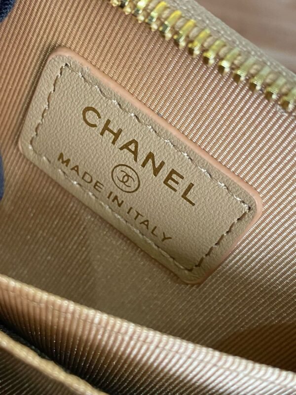 Chanel Classic Zip Coin Purse - Beige/Golden - Image 9