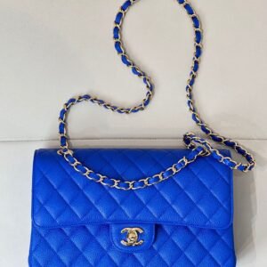 Chanel Blue Leather Classic Flap Bag