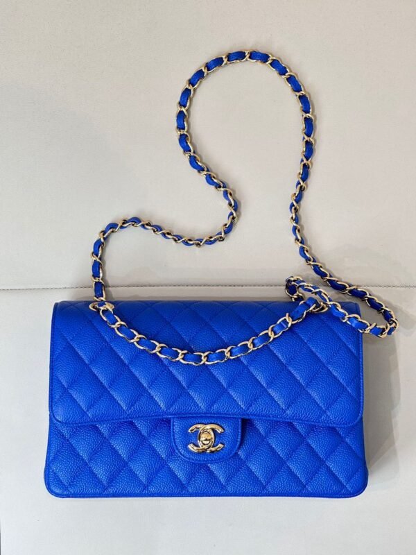 Chanel Blue Leather Classic Flap Bag