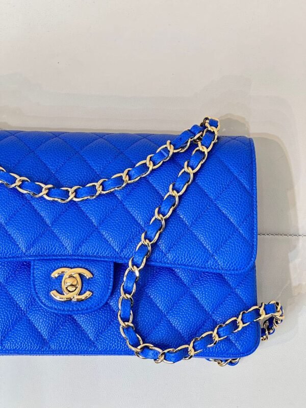 Chanel Blue Leather Classic Flap Bag - Image 3