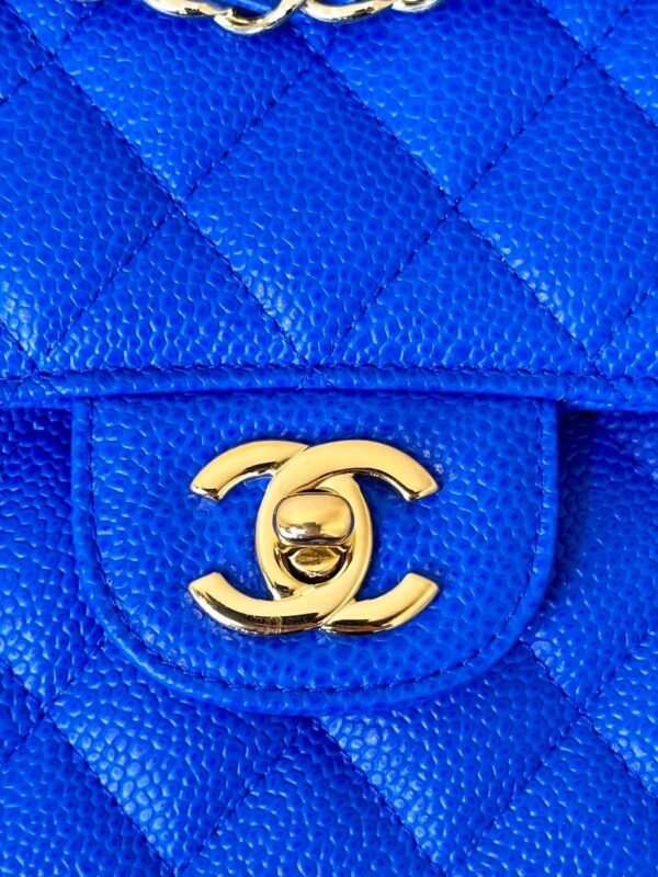 Chanel Blue Leather Classic Flap Bag - Image 5