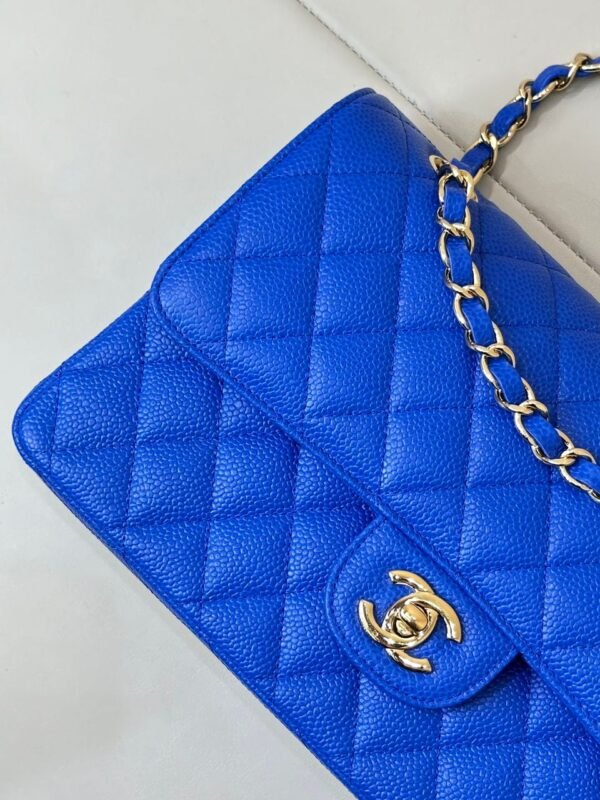 Chanel Blue Leather Classic Flap Bag - Image 4