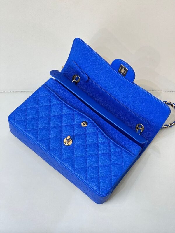 Chanel Blue Leather Classic Flap Bag - Image 9