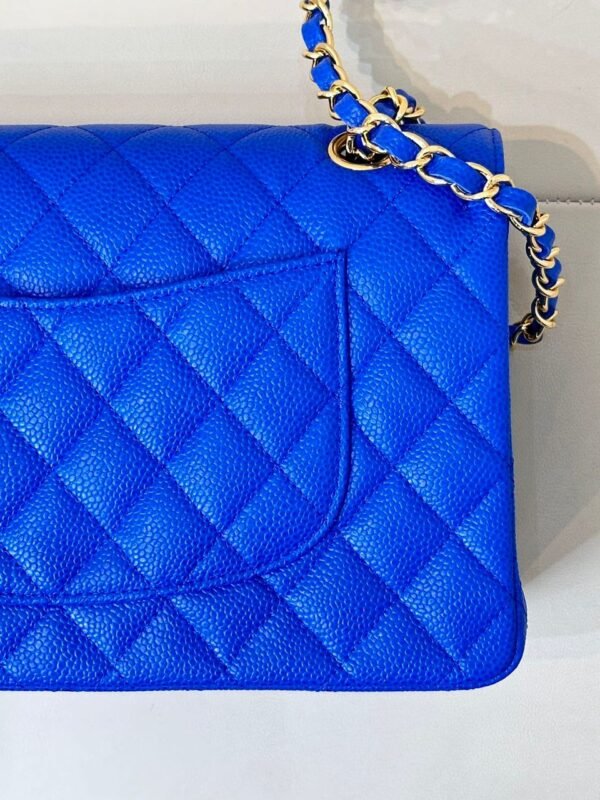 Chanel Blue Leather Classic Flap Bag - Image 8