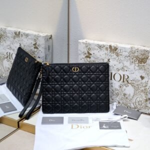 Black Dior Women's Large Caro Daily Pouch