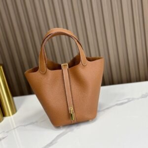 Hermes Brown Leather Picotin Lock PM Handbag