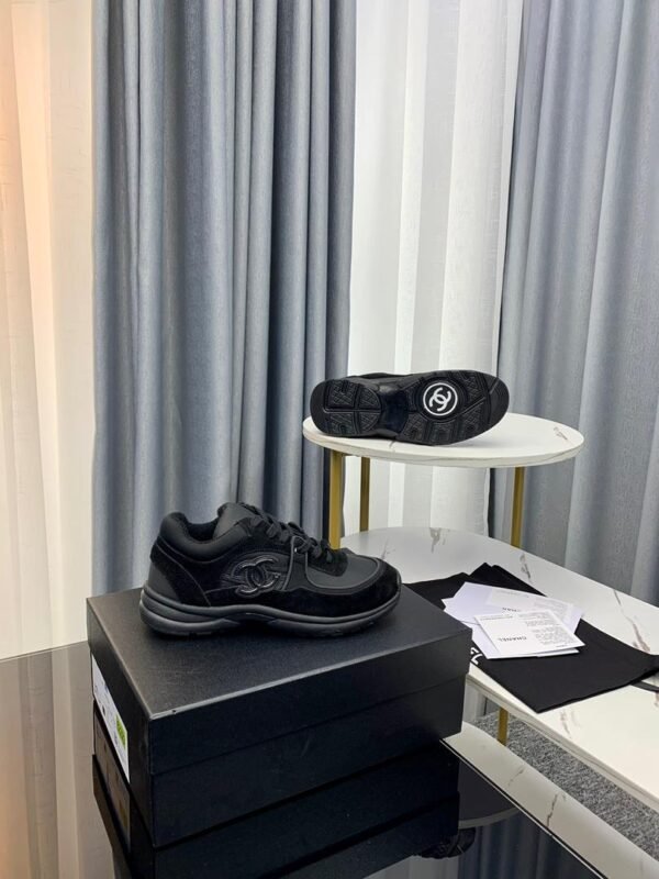 Chanel Black CC Trainer Sneakers - Image 4