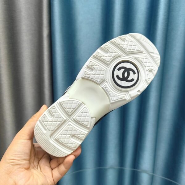 Chanel Fabric Suede Quilted CC Sneakers Dark Grey - Image 6