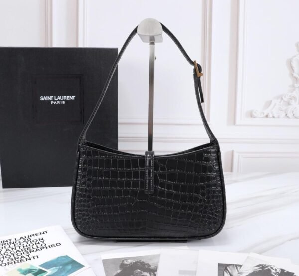 Yves Saint Laurent Black Crocodile Shoulder Bag - Image 5